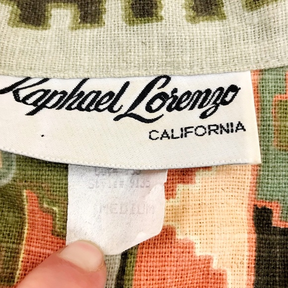 RAPHAEL LORENZO Bohemian Blazer Medium Vintage Linen Blend Single Button - Picture 5 of 7